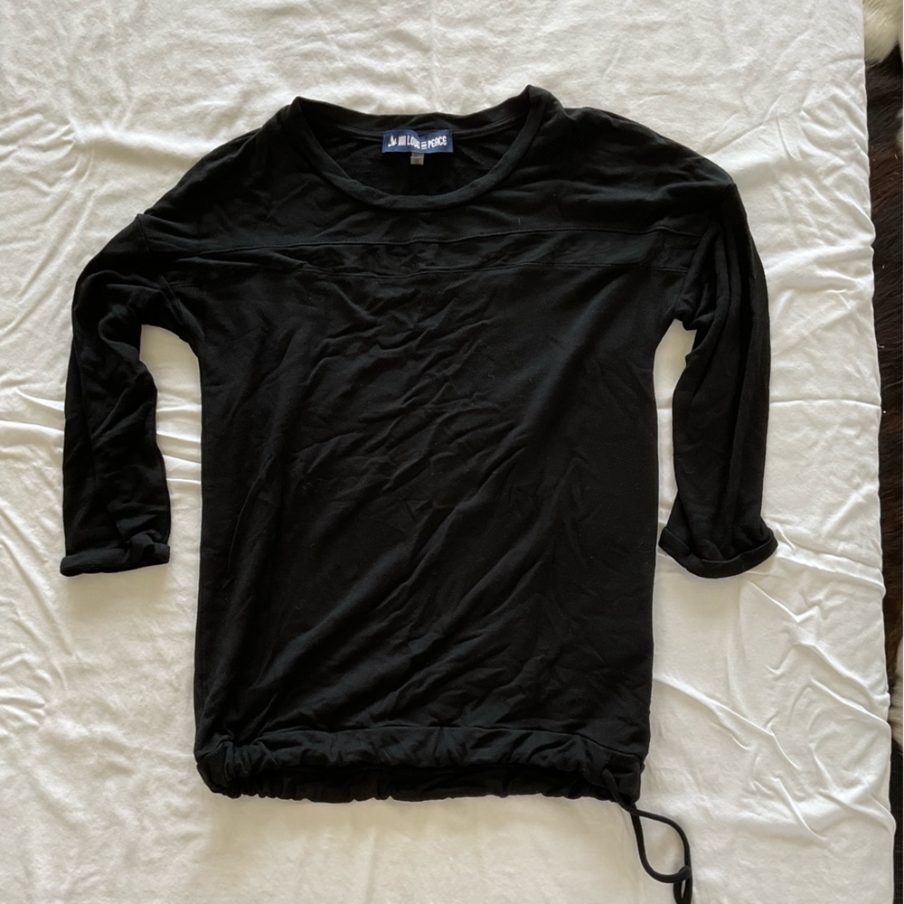 Ink Love and Peace Black Long Sleeved Mesh and Cotton Top (Size Small)